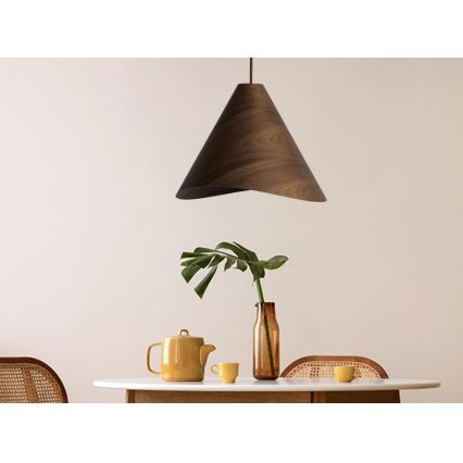 Závesný luster na lanku 1xE27/60W/230V pr. 45 cm masív/orech/kaučukovník