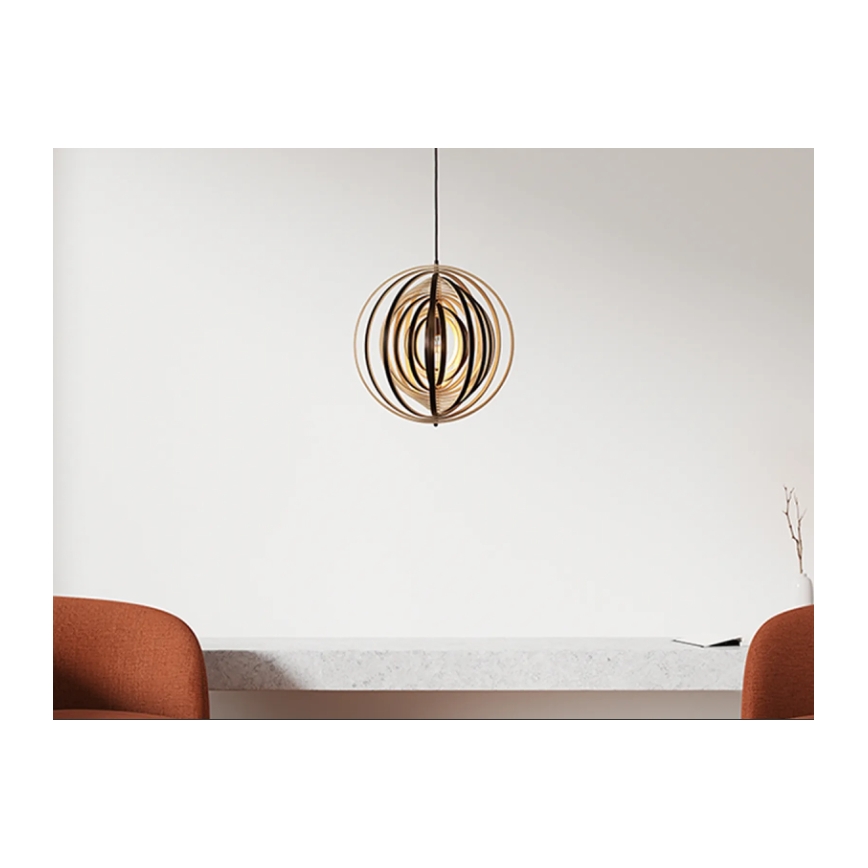 Závesný luster na lanku 1xE27/60W/230V priemer 43,5 cm masív/dýha/kaučukovník