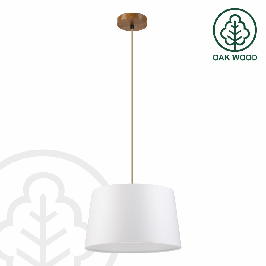Závesný luster na lanku AIDA 1xE27/60W/230V pr. 35 cm dub/hnedá/biela
