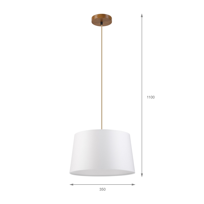 Závesný luster na lanku AIDA 1xE27/60W/230V pr. 35 cm dub/hnedá/biela