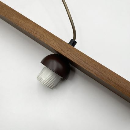 Závesný luster na lanku AIDA 2xE27/15W/230V, priemer 35 cm, dub/rafia