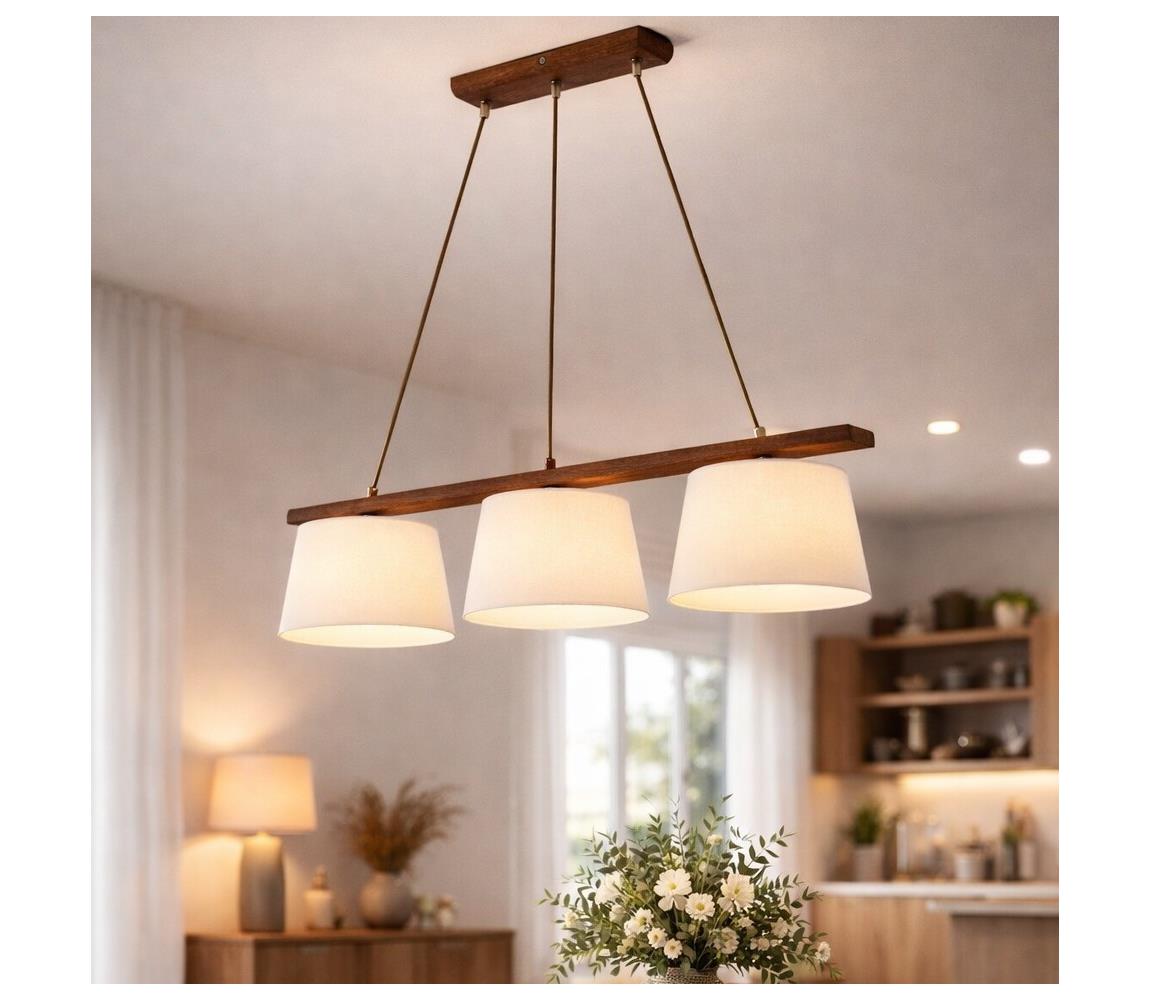 Závesný luster na lanku AIDA 3xE27/60W/230V pr. 25 cm dub/orech LD 3.98 DĄB ORZECH