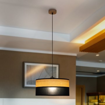 Závesný luster na lanku ALBA 1xE27/15W/230V, priemer 40 cm, čierna/hnedá