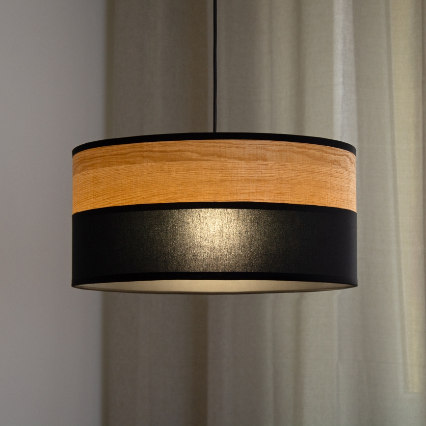 Závesný luster na lanku ALBA 1xE27/15W/230V, priemer 40 cm, čierna/hnedá