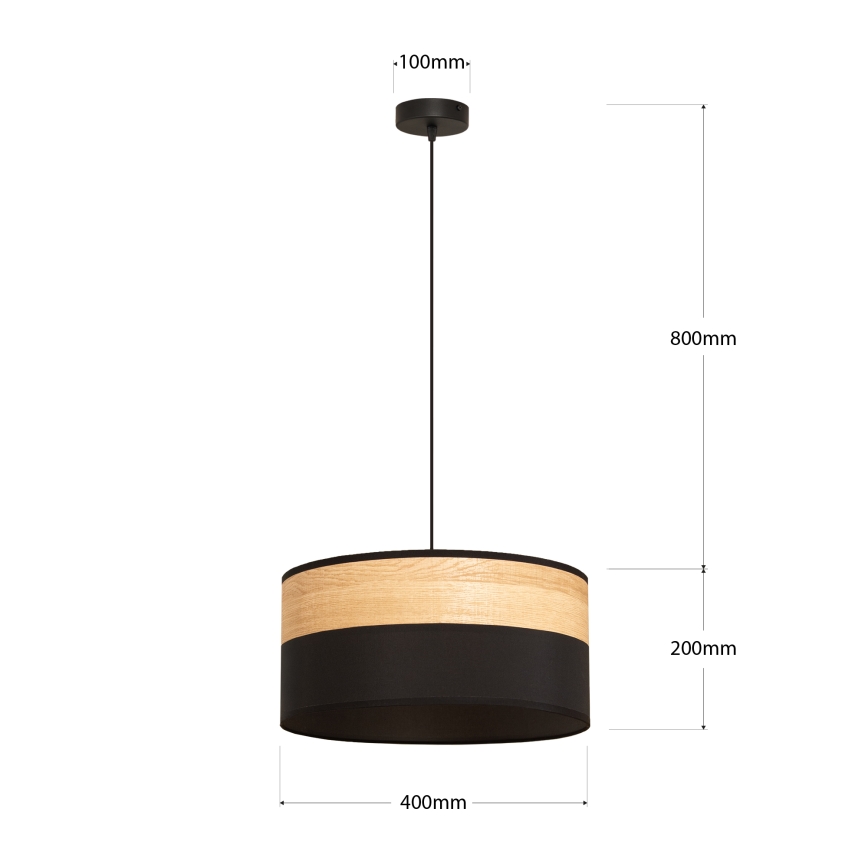 Závesný luster na lanku ALBA 1xE27/15W/230V, priemer 40 cm, čierna/hnedá