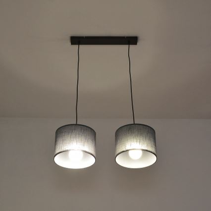 Závesný luster na lanku ALBA 2xE27/15W/230V sivý