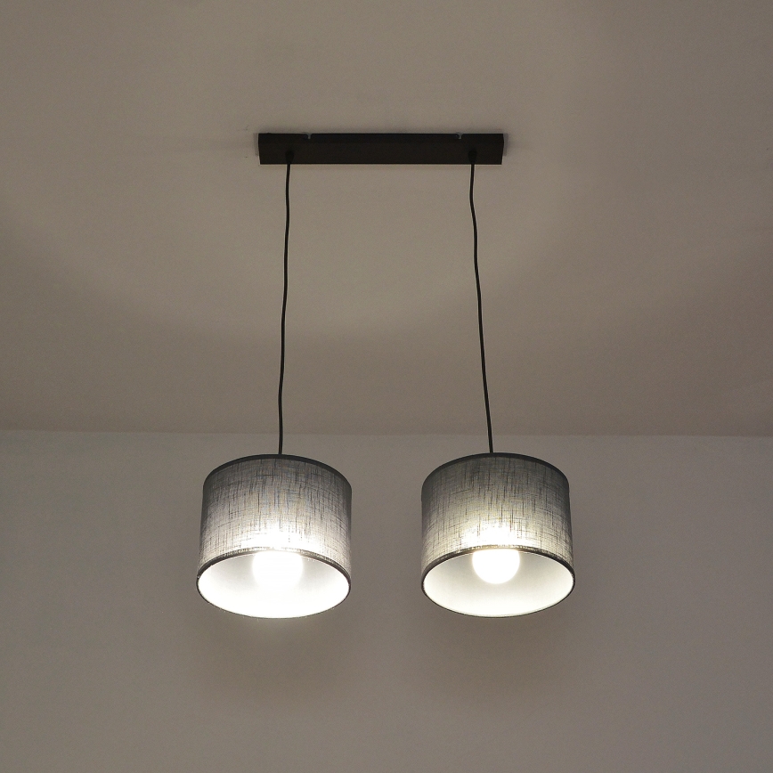 Závesný luster na lanku ALBA 2xE27/15W/230V sivý