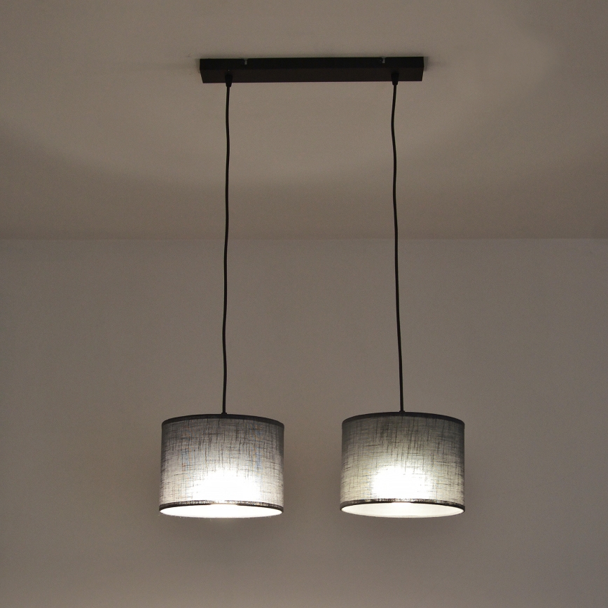 Závesný luster na lanku ALBA 2xE27/15W/230V sivý