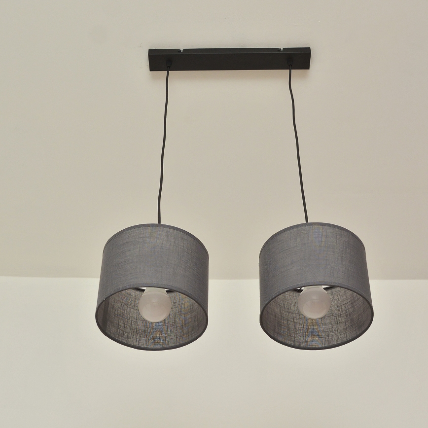 Závesný luster na lanku ALBA 2xE27/15W/230V sivý