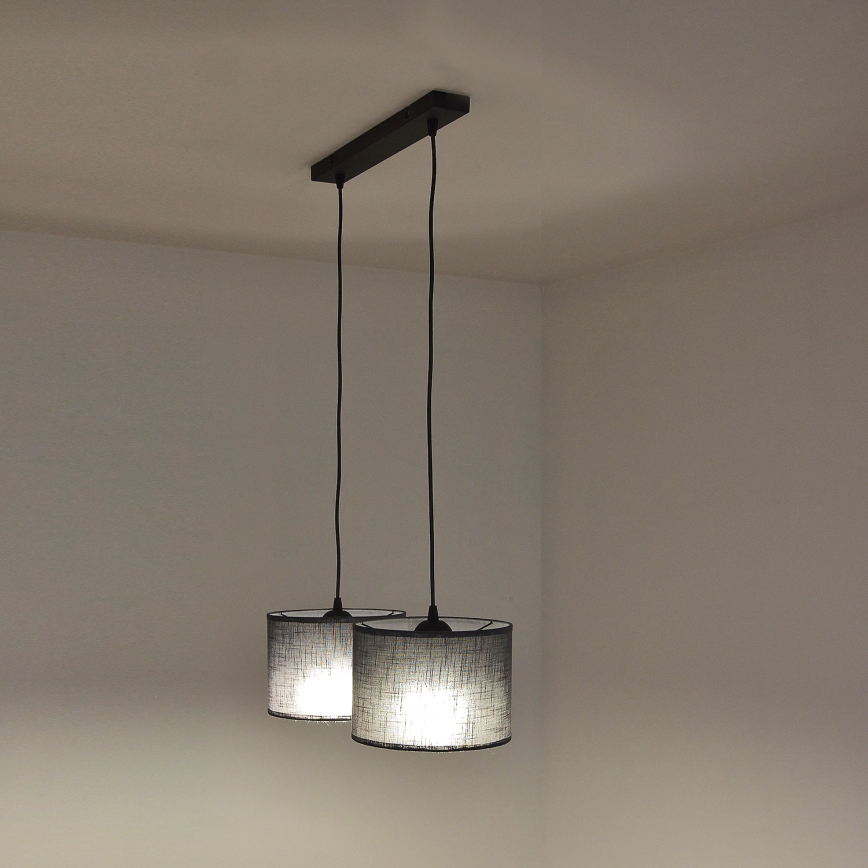 Závesný luster na lanku ALBA 2xE27/15W/230V sivý