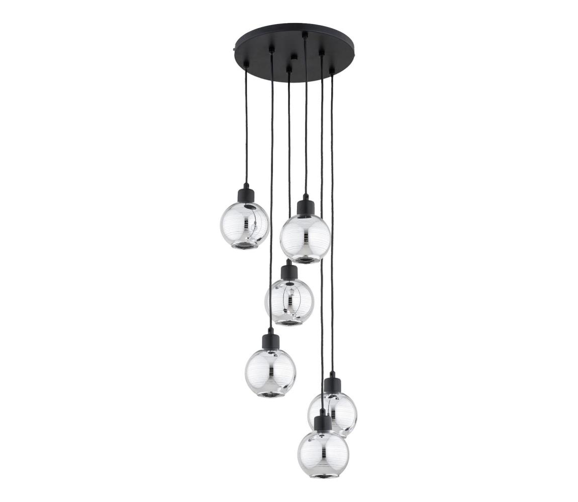 Závesný luster na lanku ARVENE 6xE27/15W/230V čierny/lesklý chróm 63417