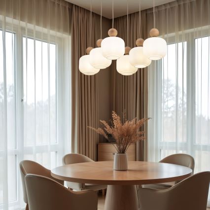 Závesný luster na lanku BALLO 6xE14/10W/230V béžová