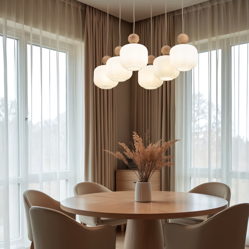 Závesný luster na lanku BALLO 6xE14/10W/230V béžová