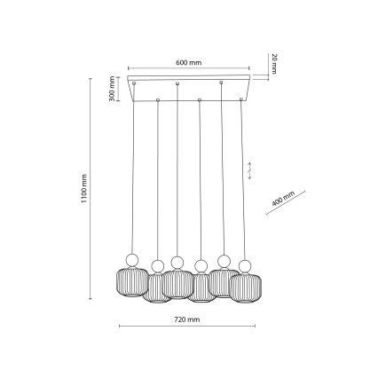 Závesný luster na lanku BALLO 6xE14/10W/230V béžová