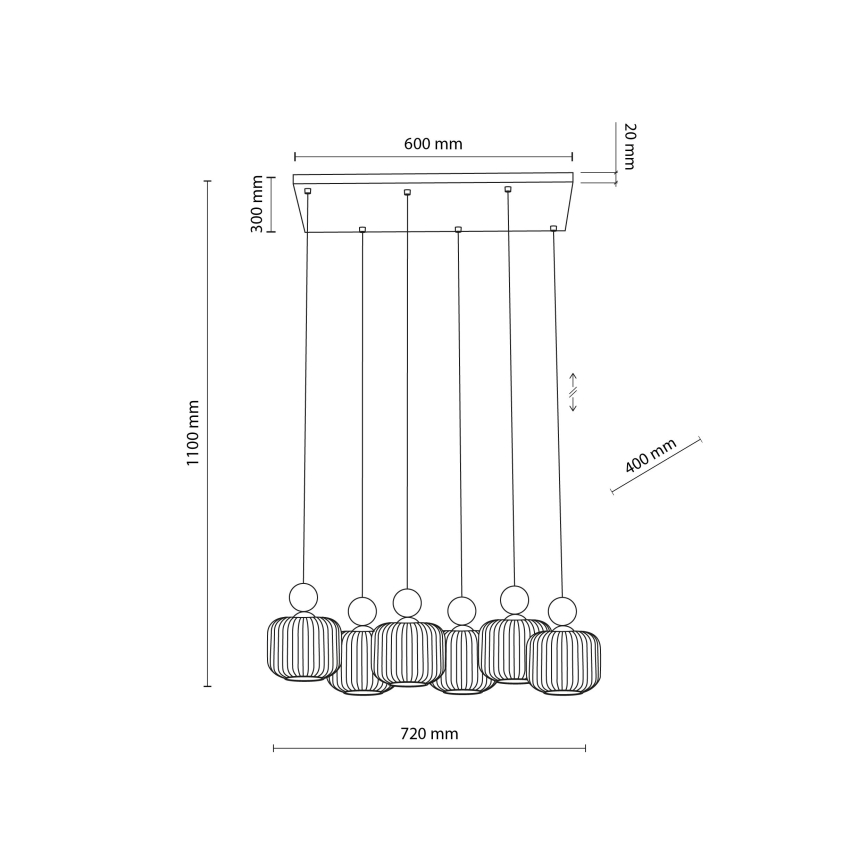 Závesný luster na lanku BALLO 6xE14/10W/230V béžová