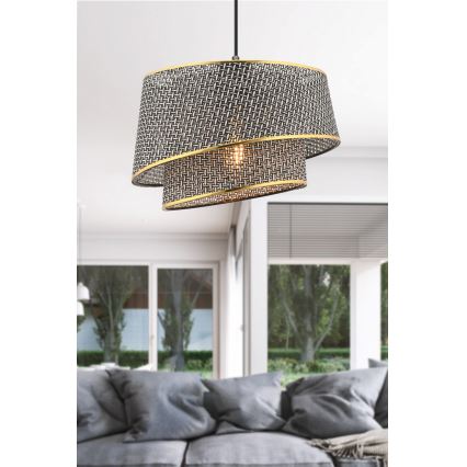 Závesný luster na lanku BARETTE 1xE27/60W/230V sivá/zlatá
