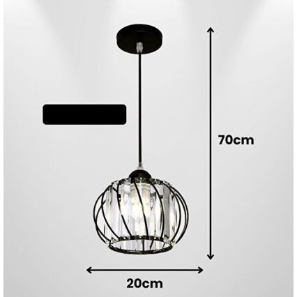 Závesný luster na lanku BELLA 1xE27/40W/230V čierny
