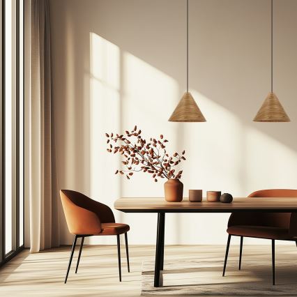 Závesný luster na lanku CONO 1xE27/40W/230V dubová dyha