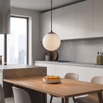Závesný luster na lanku COSMO 1xE14/10W/230V pr. 14 cm červená/biela