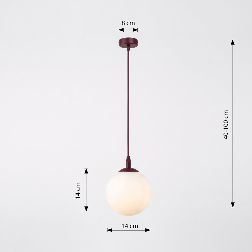 Závesný luster na lanku COSMO 1xE14/10W/230V pr. 14 cm červená/biela