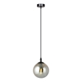 Závesný luster na lanku COSMO 1xE14/10W/230V, priemer 14 cm, čierna/dymovo čierna