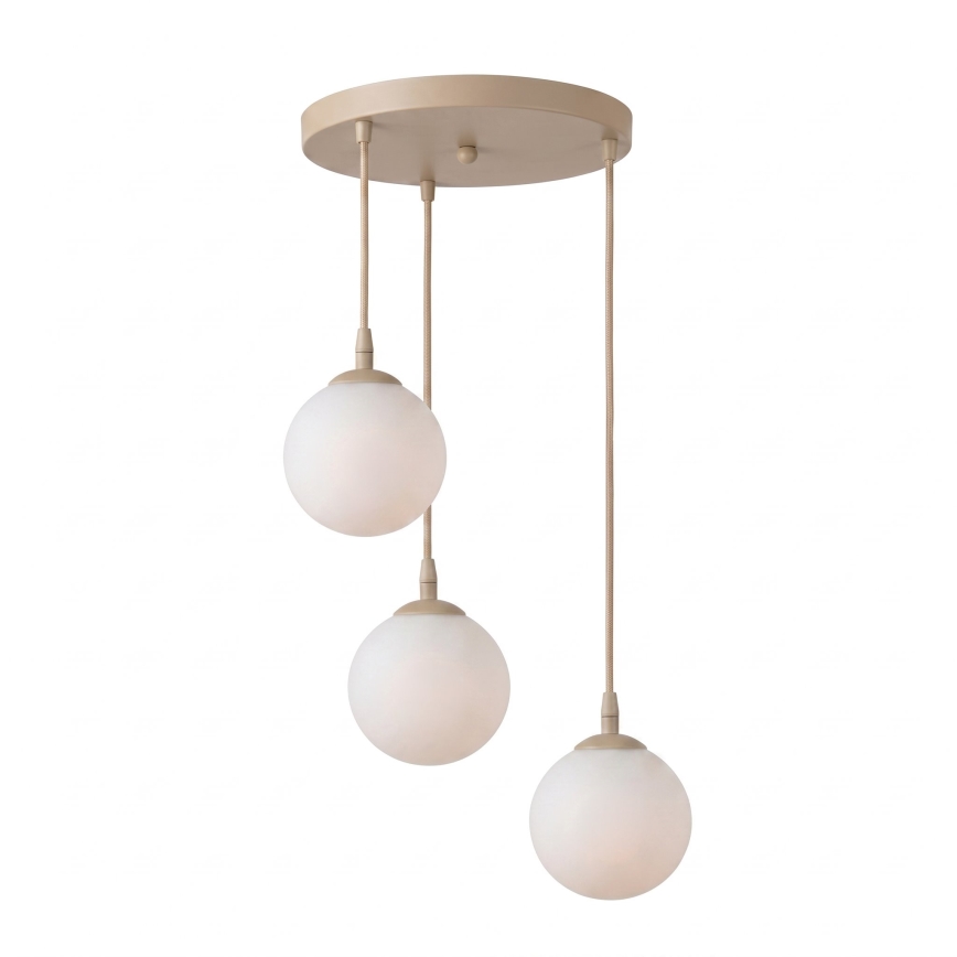 Závesný luster na lanku COSMO 3xE14/10W/230V priemer 40 cm béžová/biela