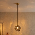 Závesný luster na lanku CRISTAL 1xE14/15W/230V mosadz/dymovo čierna