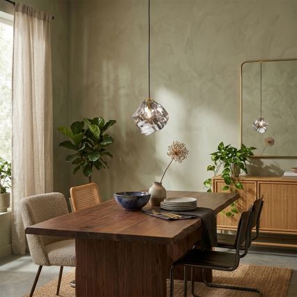 Závesný luster na lanku CRISTAL 1xE14/15W/230V mosadz/dymovo čierna