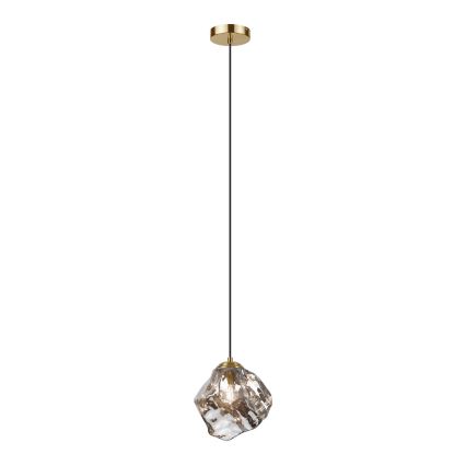 Závesný luster na lanku CRISTAL 1xE14/15W/230V mosadz/dymovo čierna
