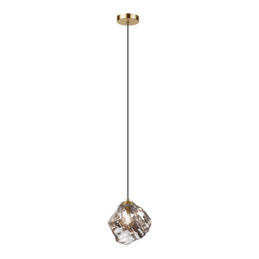 Závesný luster na lanku CRISTAL 1xE14/15W/230V mosadz/dymovo čierna