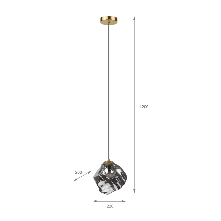 Závesný luster na lanku CRISTAL 1xE14/15W/230V mosadz/dymovo čierna