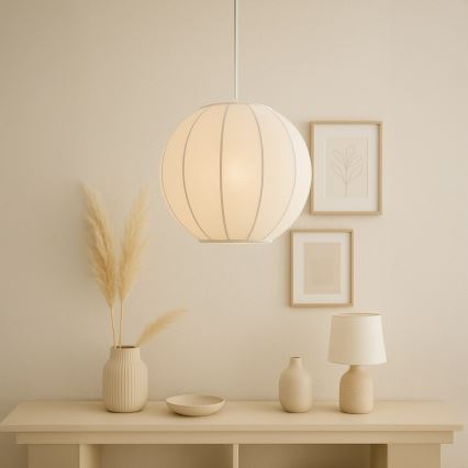 Závesný luster na lanku DANA 1xE27/15W/230V, priemer 25 cm, biely