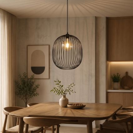 Závesný luster na lanku DESTELLO 1xE27/15W/230V pr. 32 cm čierny
