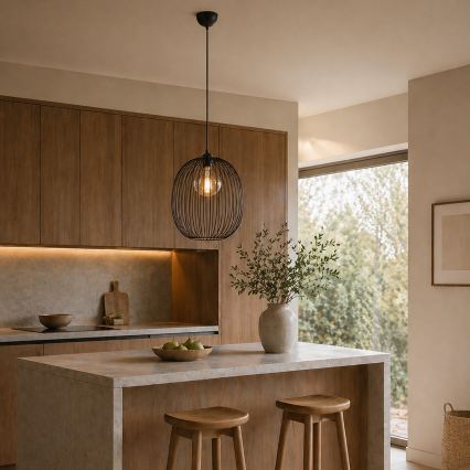 Závesný luster na lanku DESTELLO 1xE27/15W/230V pr. 32 cm čierny