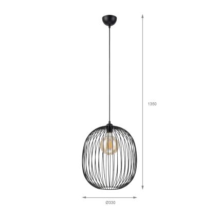 Závesný luster na lanku DESTELLO 1xE27/15W/230V pr. 32 cm čierny