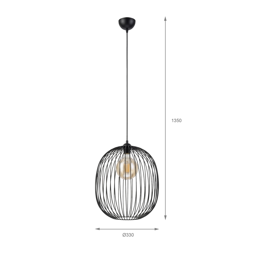 Závesný luster na lanku DESTELLO 1xE27/15W/230V pr. 32 cm čierny
