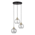 Závesný luster na lanku DEVI 3xE27/15W/230V čierna/číra