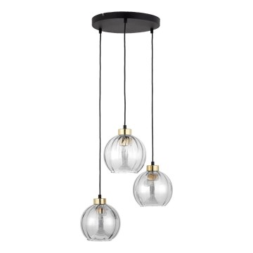 Závesný luster na lanku DEVI 3xE27/15W/230V čierna/číra