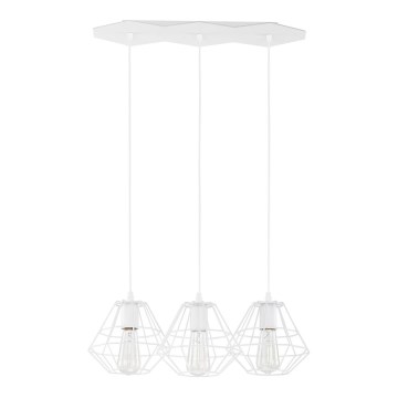 Závesný luster na lanku DIAMOND 3xE27/60W/230V biely
