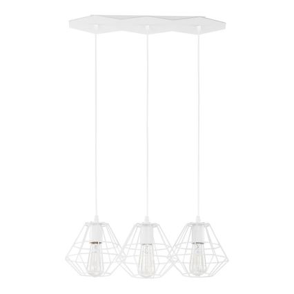 Závesný luster na lanku DIAMOND 3xE27/60W/230V biely