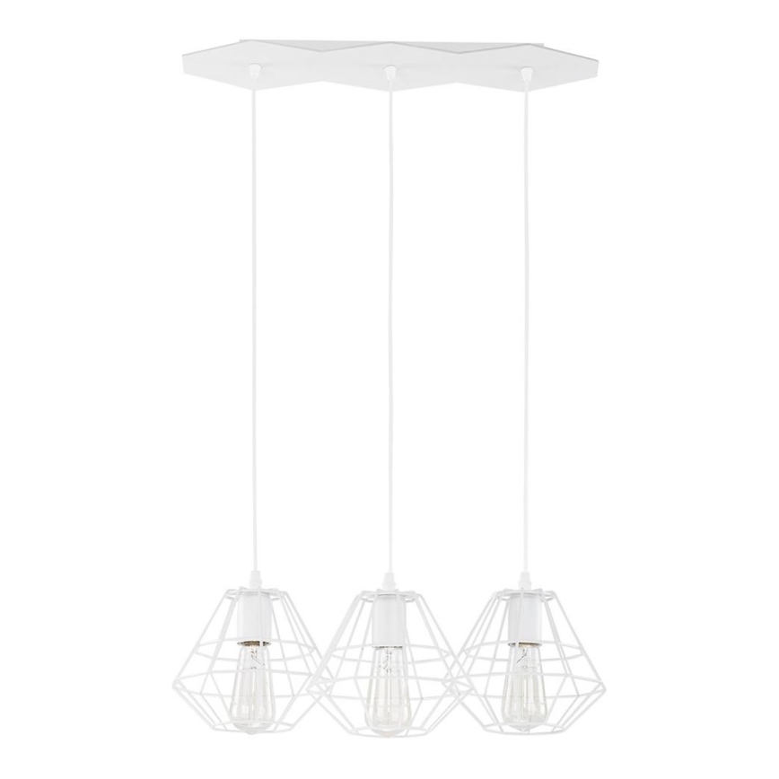 Závesný luster na lanku DIAMOND 3xE27/60W/230V biely