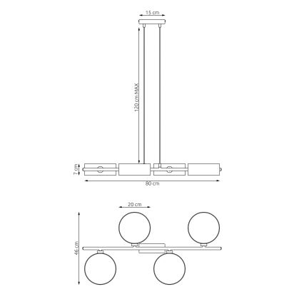 Závesný luster na lanku DRUMZ 4xE14/10W/230V sivý