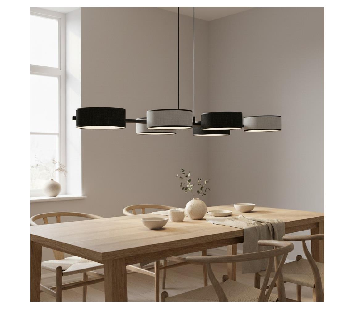 EMIBIG Závesný luster na lanku DRUMZ 6xE14/10W/230V čierna/šedá 1567/6