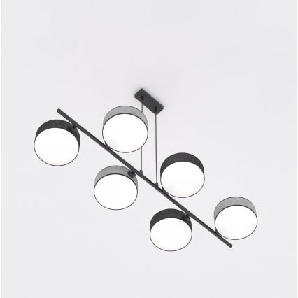 Závesný luster na lanku DRUMZ 6xE14/10W/230V čierna/šedá