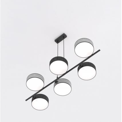 Závesný luster na lanku DRUMZ 6xE14/10W/230V čierna/šedá