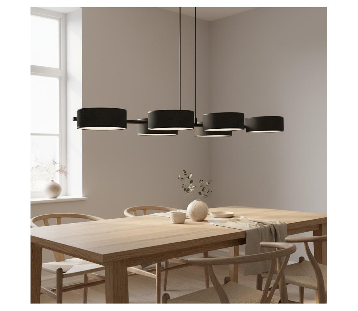 EMIBIG Závesný luster na lanku DRUMZ 6xE14/10W/230V čierny 1562/6