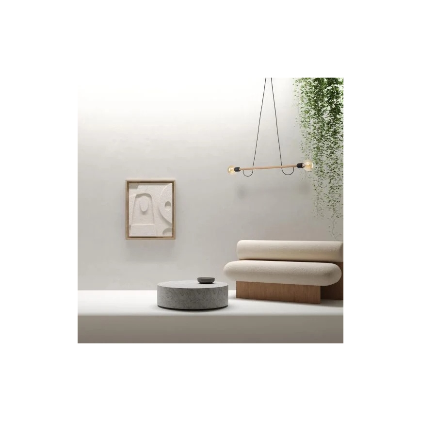 Závesný luster na lanku HELIX 2xE27/15W/230V čierna/béžová