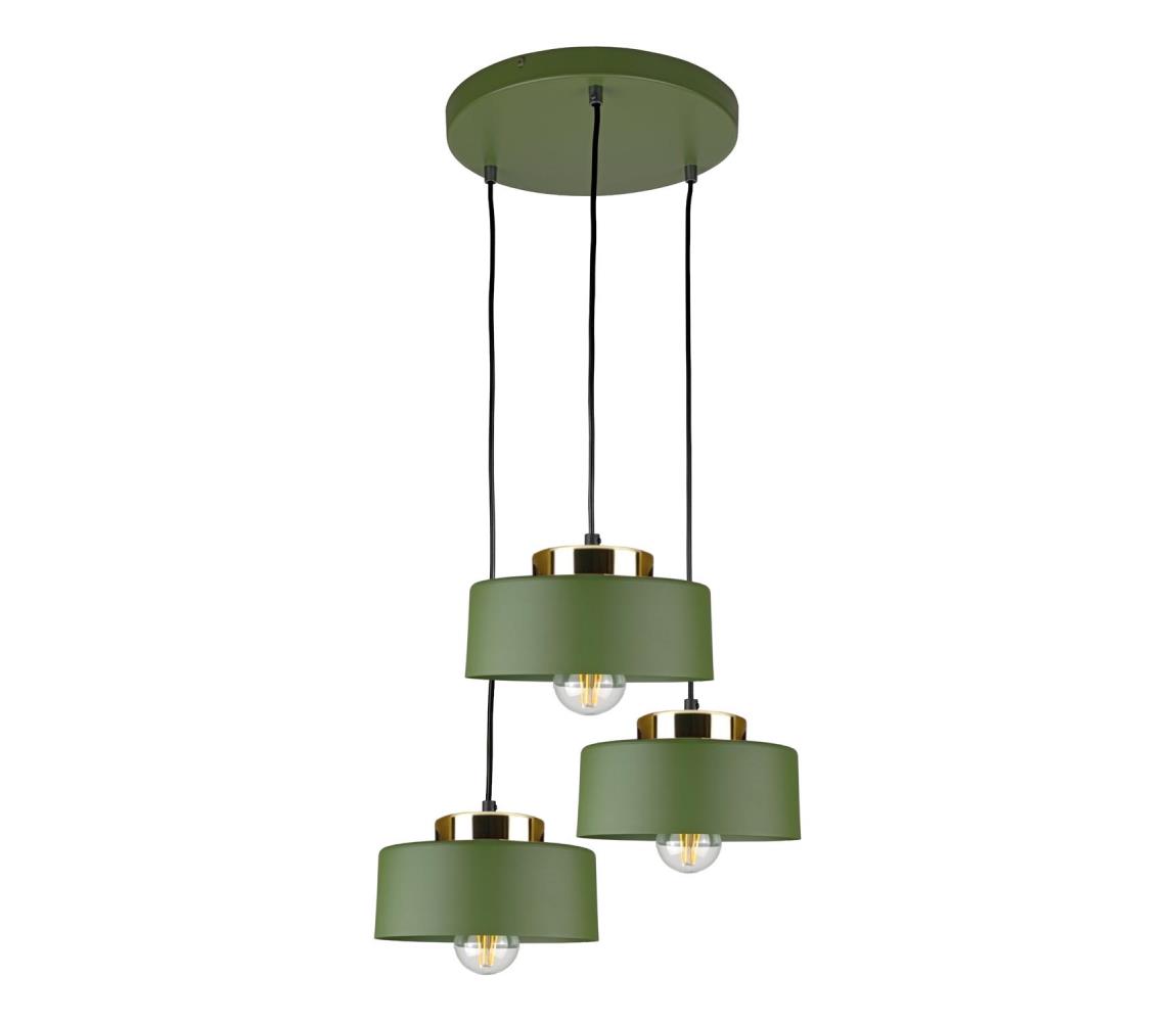 Keter Lighting Závesný luster na lanku IGNIA 3xE27/60W/230V zelená/zlatá 3388