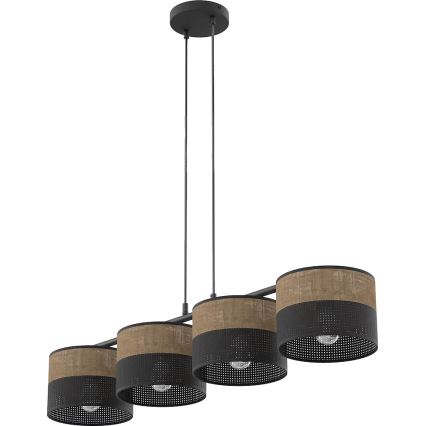 Závesný luster na lanku KARBON 4xE27/15W/230V čierna/hnedá