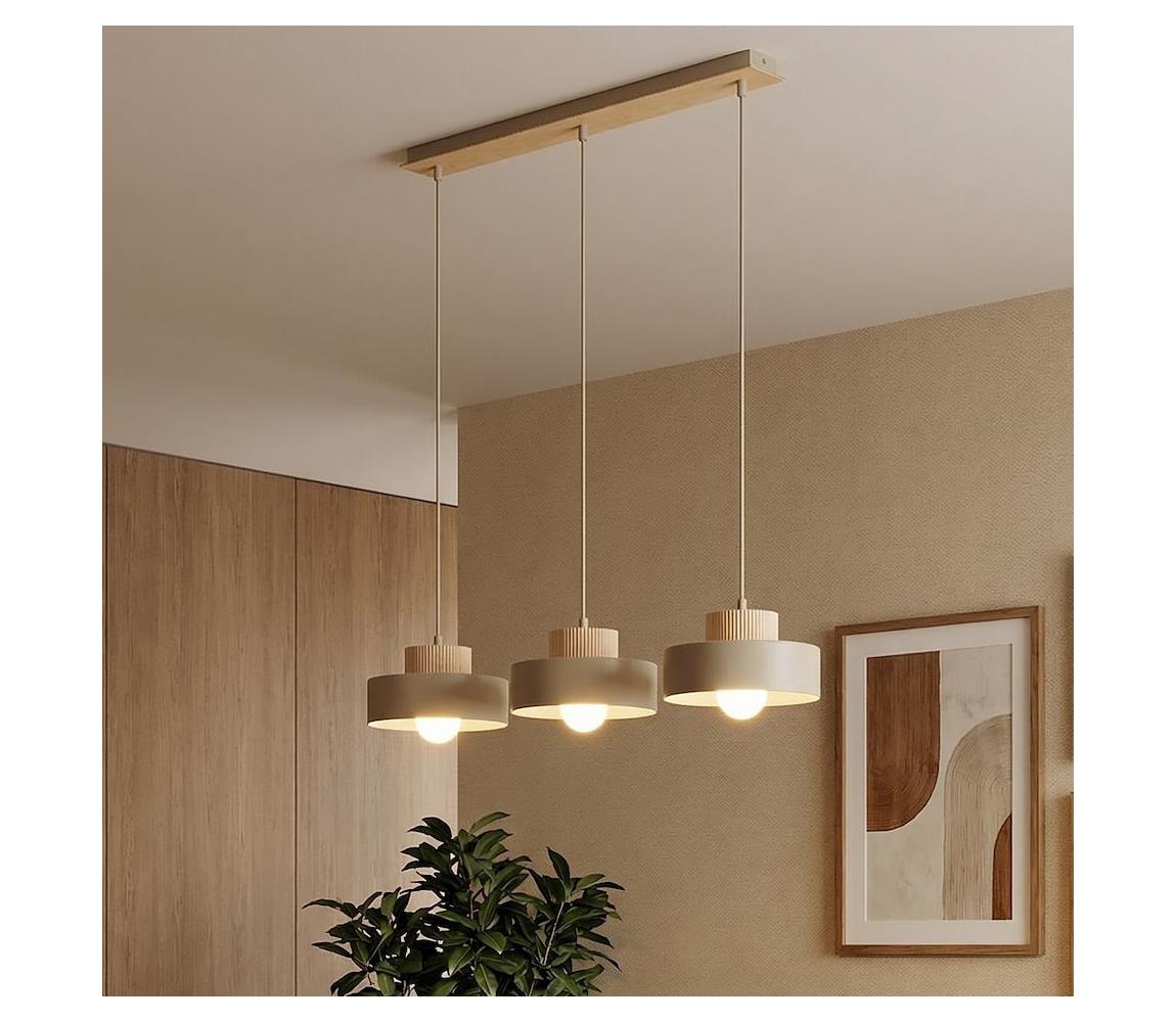 EMIBIG Závesný luster na lanku KIVI 3xE27/15W/230V béžový 1668/3